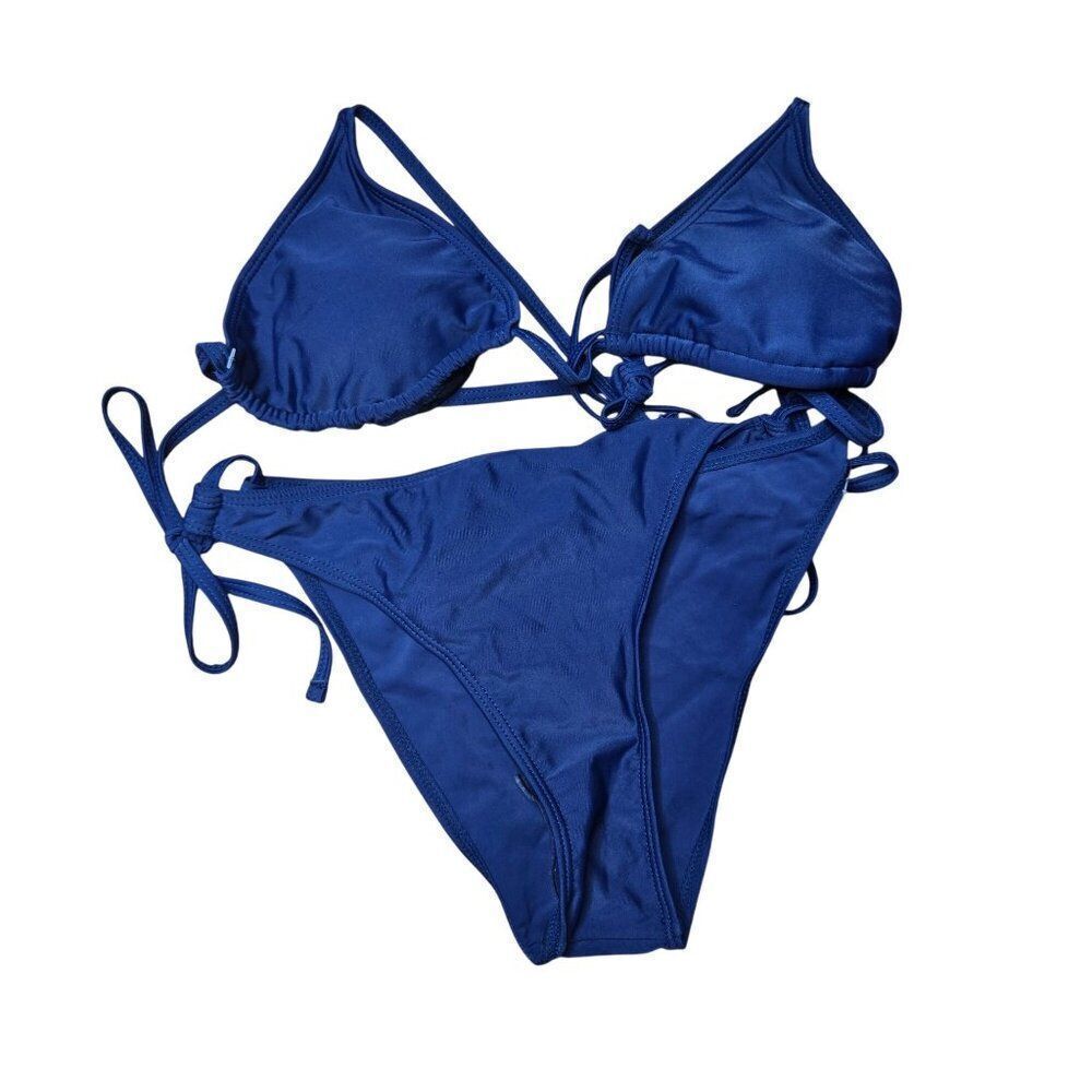 New Tempt Me Womens Navy Blue Triangle Bikini Womens XS
